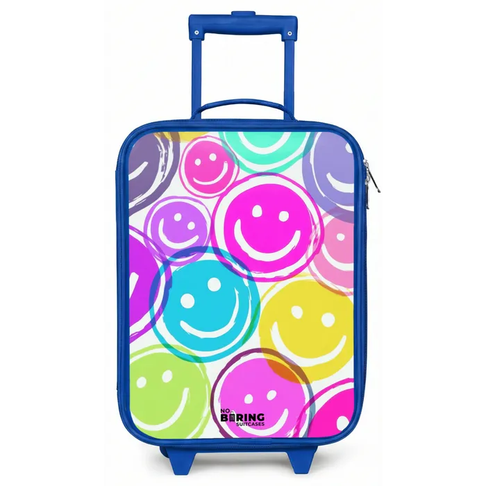 Kleurrijke glimlachexplosie Kinderkoffer - Blauw klein -zz3dotto