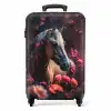 Koffer - Paard - Bloemen - Paars - Oranje - Dieren Koffer - NBS - Handbagage middel -productfoto_recht
