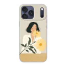 Vrouw - Bloem - Geel - Minimalistisch Telefoonhoesje iPhone 17 Pro Max klein -3d