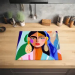 Portret - Vrouw - Modern Inductie beschermer vinyl 3mm middel -sfeer5
