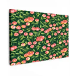 Groen - Rode - Kersen - Bladeren Tuinposter op houten frame 2 cm dik klein 845 -3d