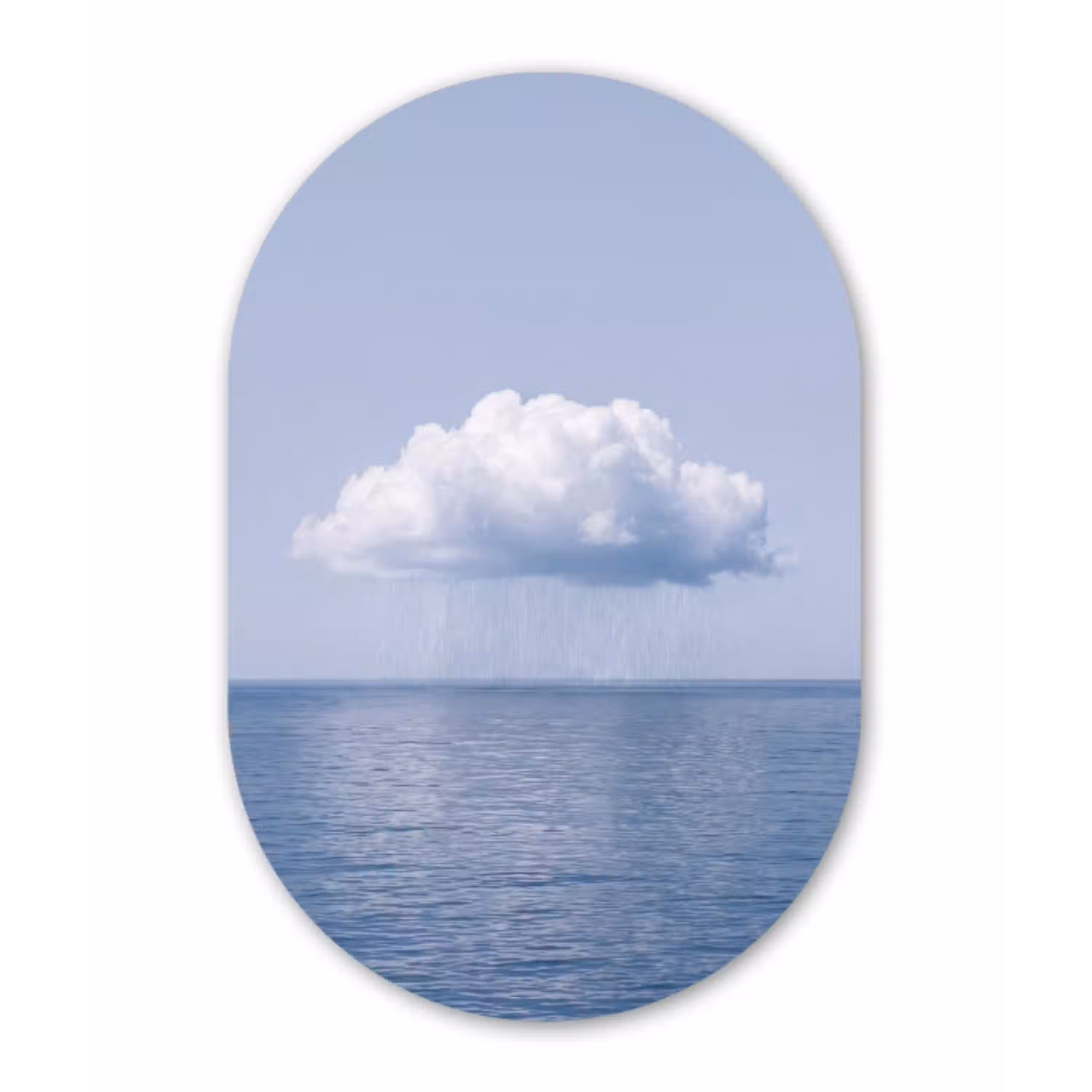 Wolk - Regen - Natuur Wandcirkel Ovaal Glas middel -3d