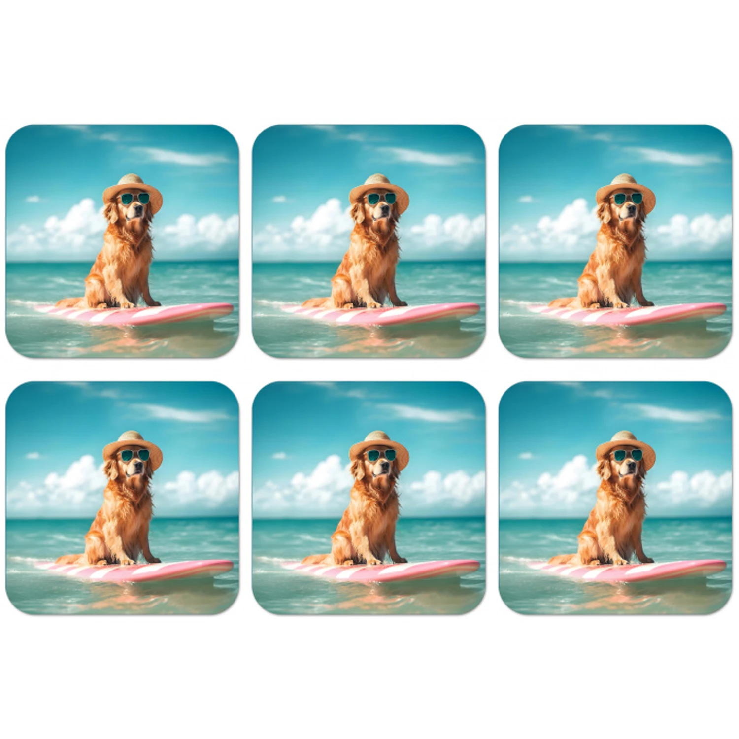 Zeewater - Hond - Golden retriever - Zonnebril onderzetter kurk middel -zkaufland3dotto