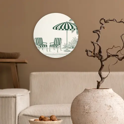 Terras - Illustratie - Groen Wandcirkel kunststof plaat 5mm dik klein -sfeer1