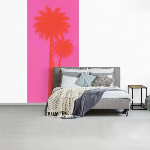 Palmbomen - Modern - Roze fotobehang vinyl groot -slaapkamer