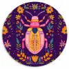 Kever - Felgekleurd - Bloemen - Bladeren Wandcirkel kunststof plaat 5mm dik klein -3d