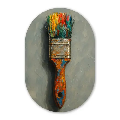 Verf - Kwast - Schilderij Wandcirkel Ovaal Forex klein -3d