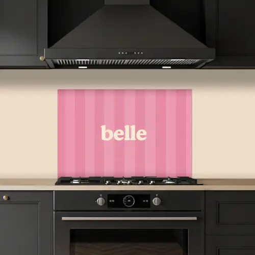 Roze - Gestreept - Belle keuken achterwand spatscherm klein -sfeer1