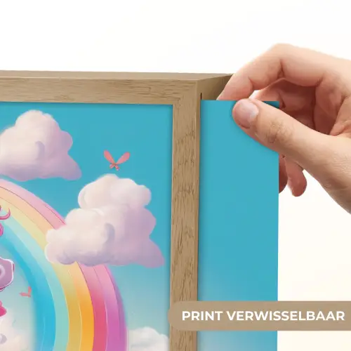 Unicorn - Meisjes - Bloemen - Regenboog - Eenhoorn Light Box met batterij (Wandlamp kind) middel -USP_websiteprintNL