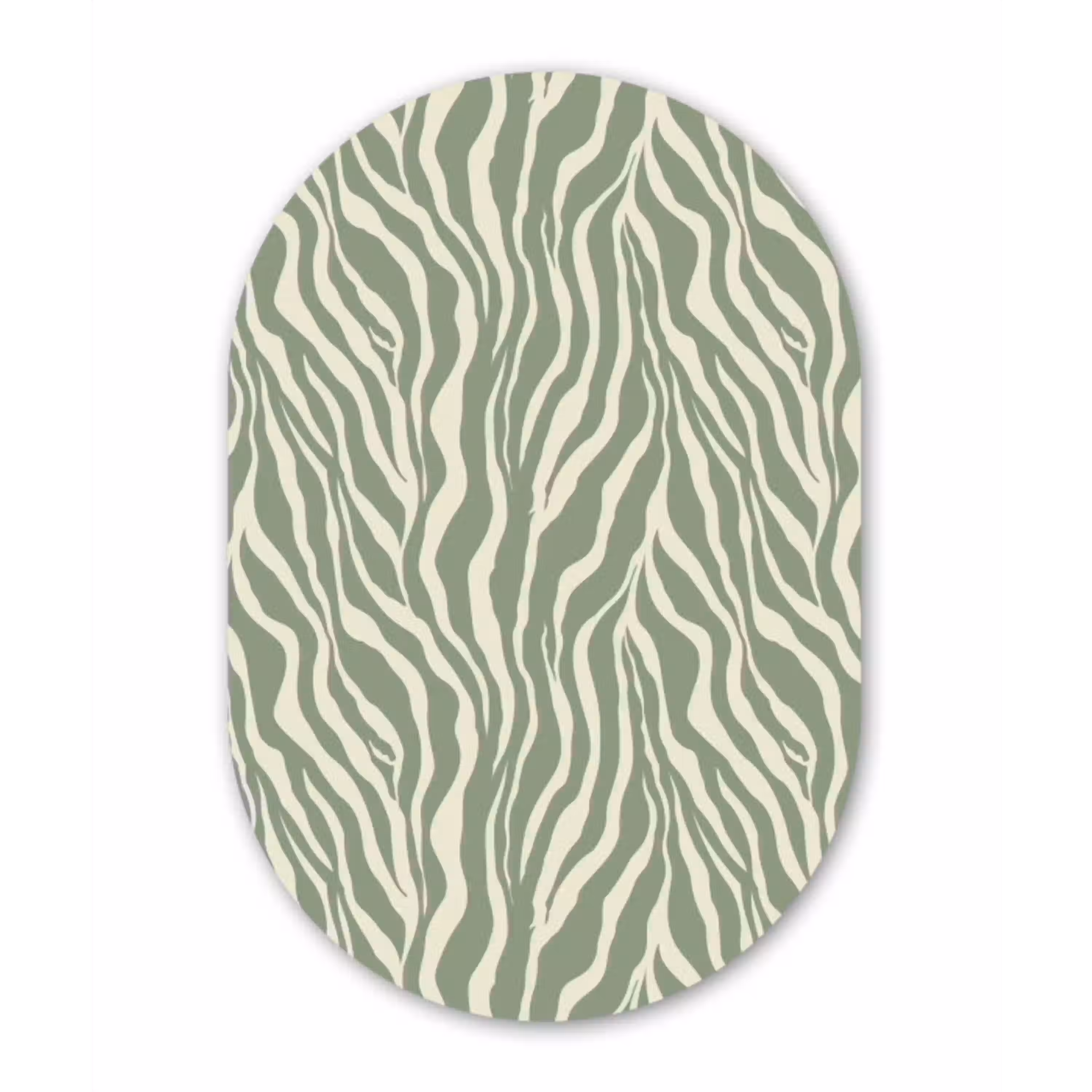 Zebra - Motief - Groen Wandcirkel Ovaal Aluminium middel 839 -3d