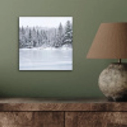 Meer - Dennen - IJs - Winter - Rustgevend aluminium wit klein -sfeer2