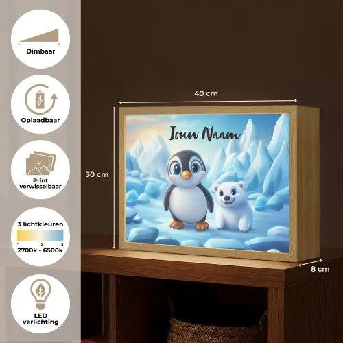 Pinguïn - IJsbeer - IJs - Sneeuw Light Box met batterij (Wandlamp kind) middel -USP_websiteoverzichtNL