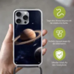 Planeten - Saturnus - Ruimte Hoesje iPhone 16 Pro Max met koord klein -sfeer2_DE