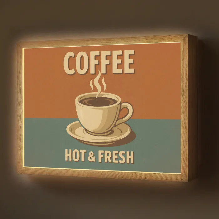 Koffie - Kop - Vintage - Quote Light Box met batterij (Wandlamp) middel -z3d_website