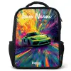 Sportauto - Groen - Verfstrepen - Kleuren Rugzak - Zwart middel -3d