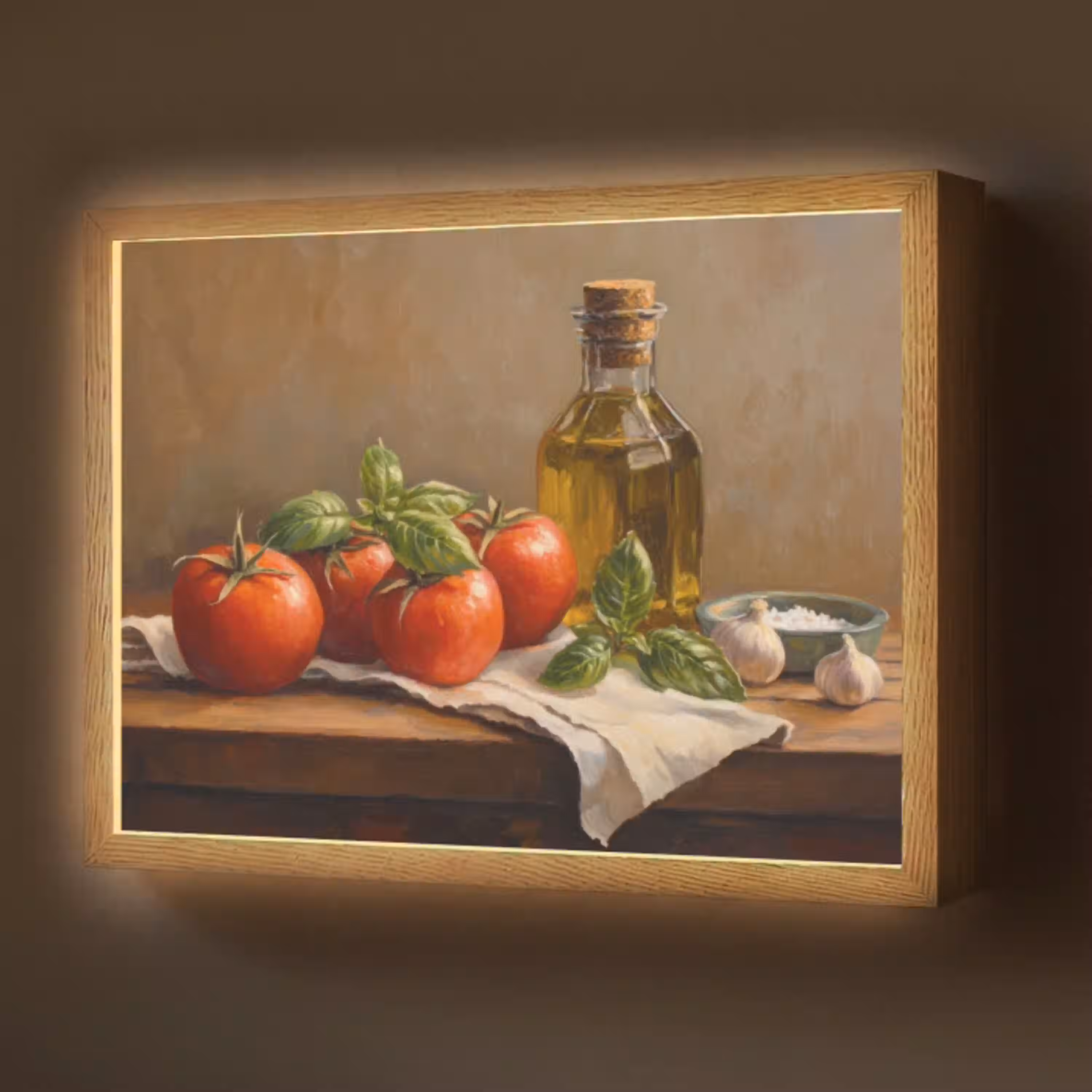 Tomaten - Olijfolie - Stilleven Light Box met batterij (Wandlamp) middel -z3d_website