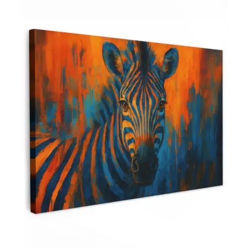 Zebra - Abstract - Blauw canvas 2cm klein -z3d