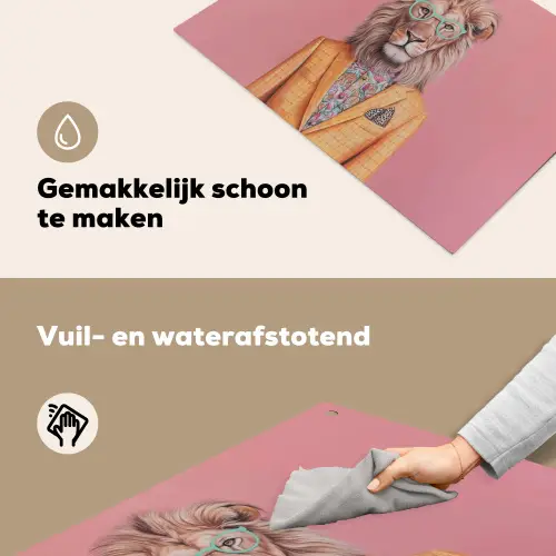 Leeuw - Pak - Geruit - Bril Inductie beschemer met haakjes klein -ky-schoon-nl