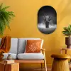 Olifant - Zwart - Wit - Rook Wandcirkel Ovaal Forex klein -sfeer4