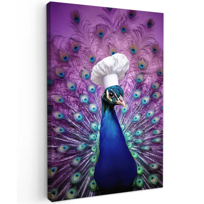 Pauw - Koksmuts - Cool - Paars Tuinposter op houten frame 2 cm dik klein -3d