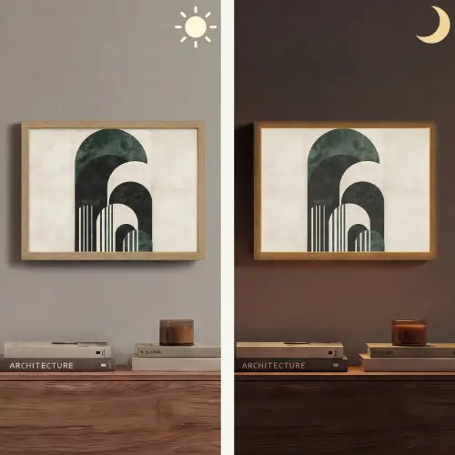 Bogen - Donkergroen - Lijnen Light Box met batterij (Wandlamp) middel -sfeer3