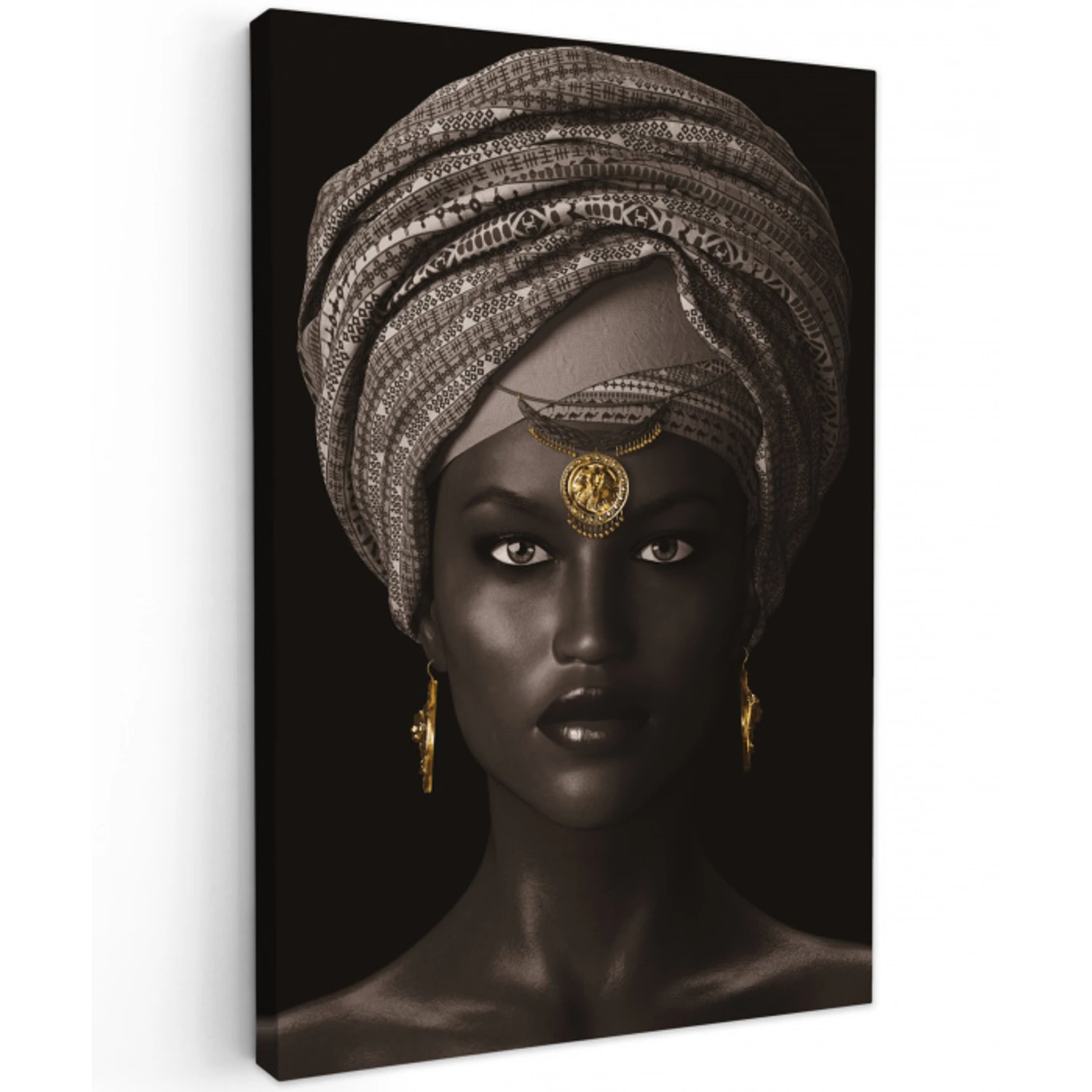 Vrouw - Afrikaans - Goud canvas 2cm klein -z3d