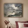 Vuurtoren - Golven - Storm Textielframe - compleet frame klein -sfeer1