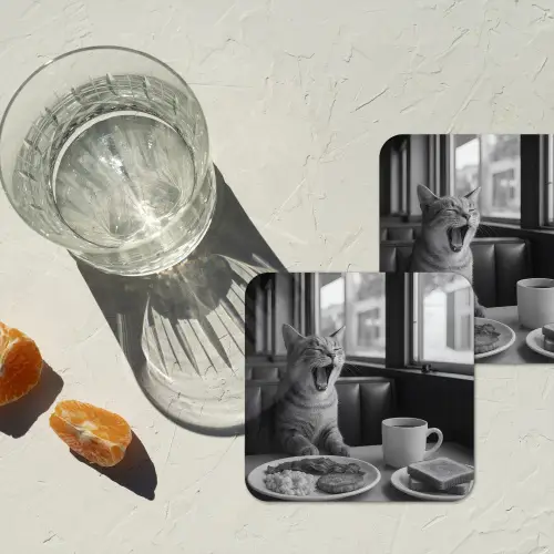 Kat - Koffie - Brood - Zwart onderzetter kurk middel -sfeer4