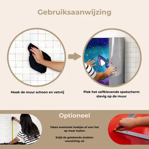 Eenhoorn - Sterrenhemel - Ster - Blauw keuken achterwand spatscherm klein -gebruiksaanwijzing_NL