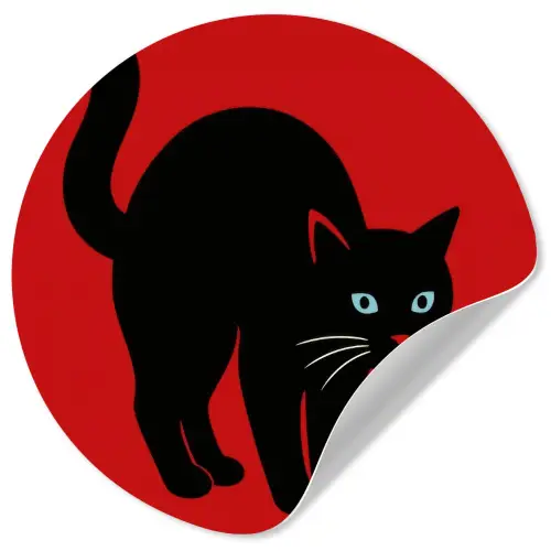 Kat - Zwart - Staart Wandcirkel behangsticker klein -3d