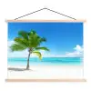 Palmboom - Strand - Zee - Zomer textielposter latten blank klein -3d