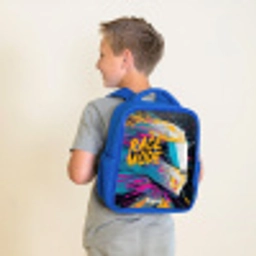 Racehelm - Verfspatten - Penseelstreken - Race mode Kinderrugzak - Blauw middel -sfeer2