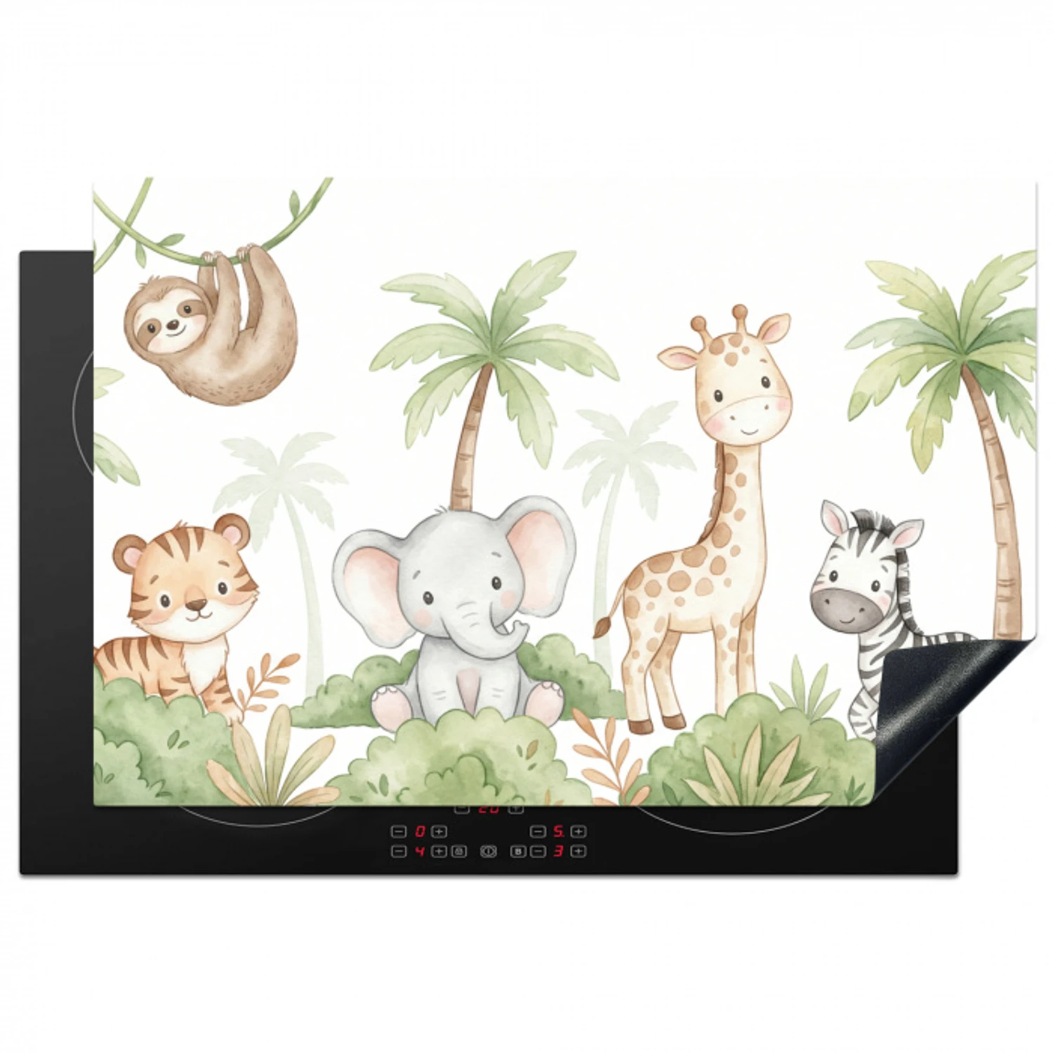Dieren - Jungle - Pastel Inductie beschermer vinyl 3mm klein -3d
