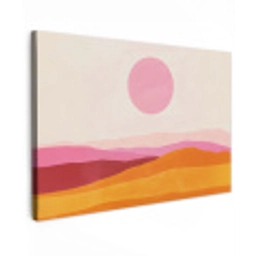 Heuvels - Oranje - Zon - Abstract Tuinposter op houten frame 2 cm dik klein -3d