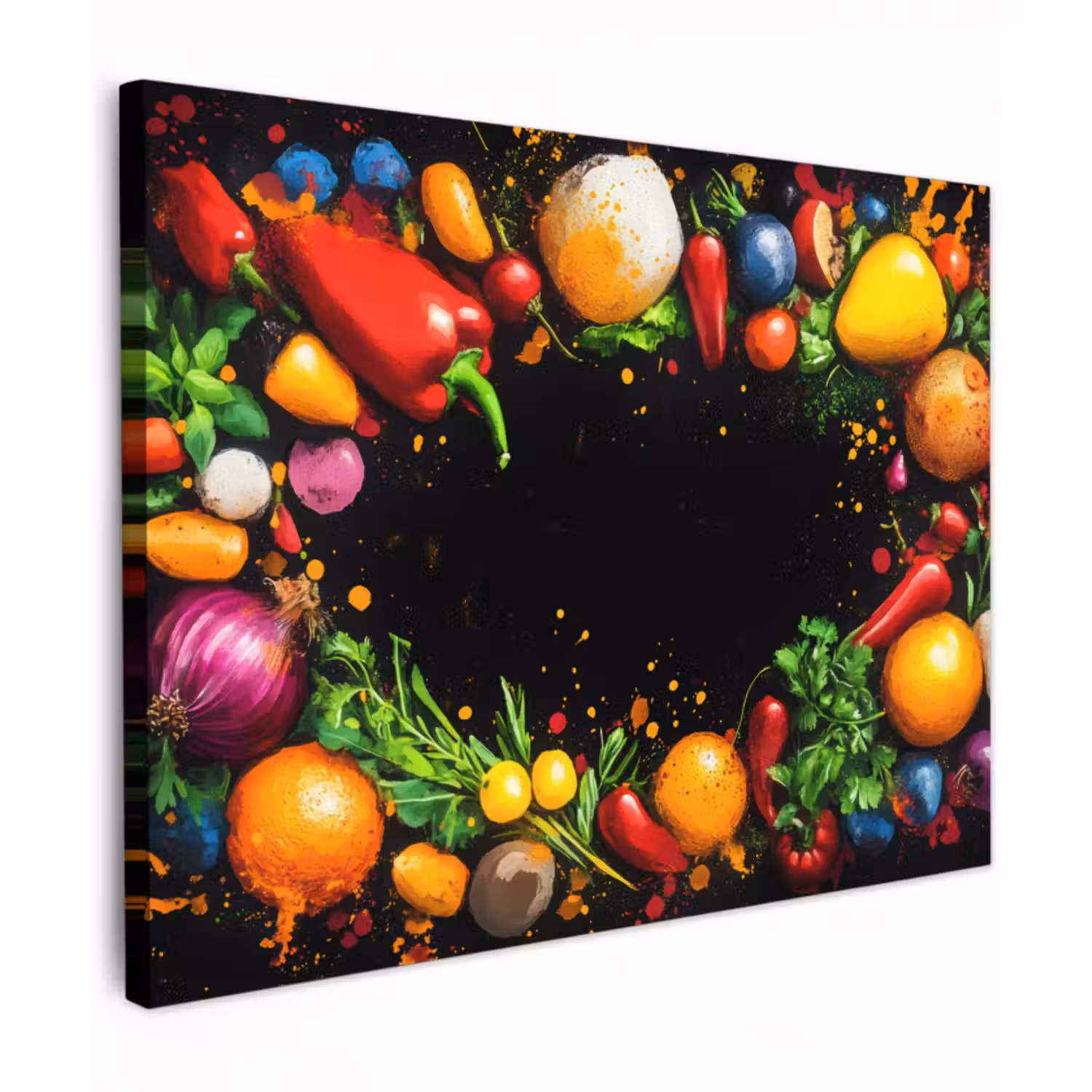 Leinwandbild - Gemüse - Graffiti - Farbenfroh - Kochen - Abstrakt