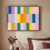 Stroken - Blauw - Patroon - Abstract Textielframe zwart klein -sfeer1