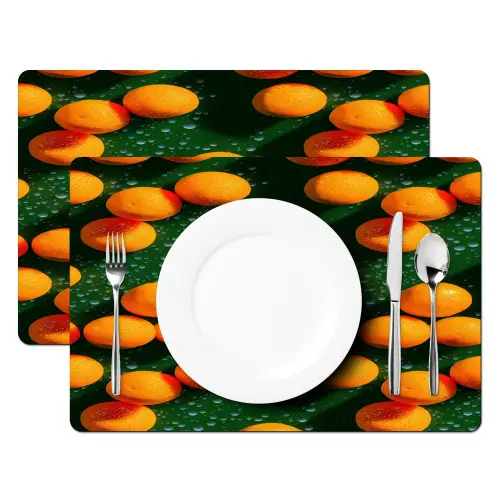Mandarijn - Oranje - Druppels - Groen Placemat vinyl groot 368 -zzsfeer2_Kitchenyeah-website