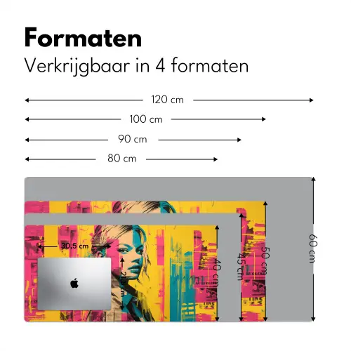 Vrouw - Verfstrepen - Gekleurd Muismat XXL klein -sfeer5