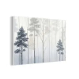 Bos - Bomen - Mist - Natuur - Illustratie - Grijs forex 5mm xxl -3d