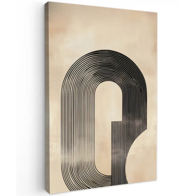 Boog -  Strepen - Minimalistisch - Zwart Tuinposter op houten frame 2 cm dik klein -3d