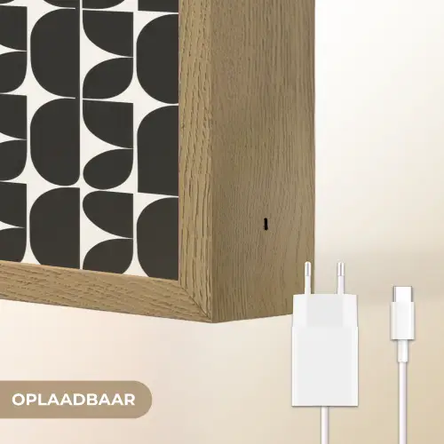 Modern - Geometrisch - Zwart Light Box met batterij (Wandlamp) middel 907 -USP_websiteoplaadbaarNL