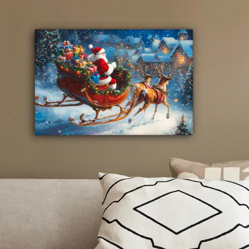 Kerstman - Rendier - Kerst - Sneeuw canvas 2cm klein -sfeer3