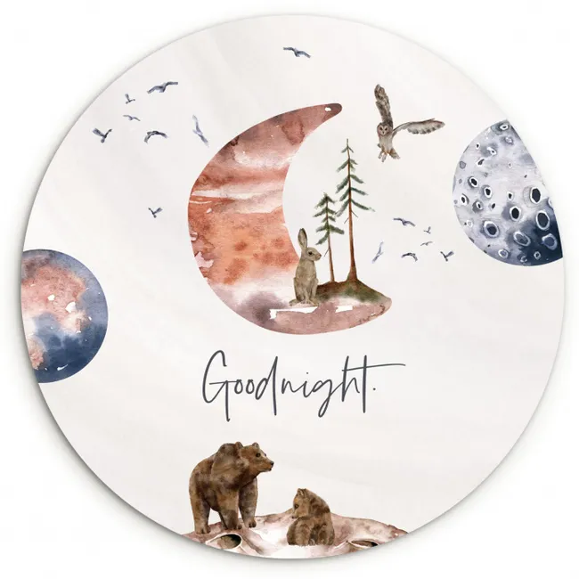 Quotes - Goodnight - Spreuken - Kinderen - Jongens - Meisjes - Kind Wandcirkel kunststof plaat 5mm dik klein -3d