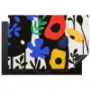 Bloemen - Bladeren - Abstract - Zwart Inductie beschermer vinyl 3mm klein -3d