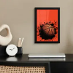 Basketbal - Verf - Sport - Oranje fotolijst zwart zonder passe partout klein -sfeer1