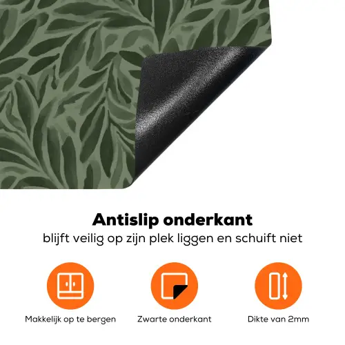 Bladeren - Organisch - Groen Inductie beschermer vinyl 3mm klein 276 -zzzzzzz-td-onderkant