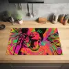 Vrouw - Microfoon - Neon Inductie beschermer vinyl 3mm klein -sfeer5
