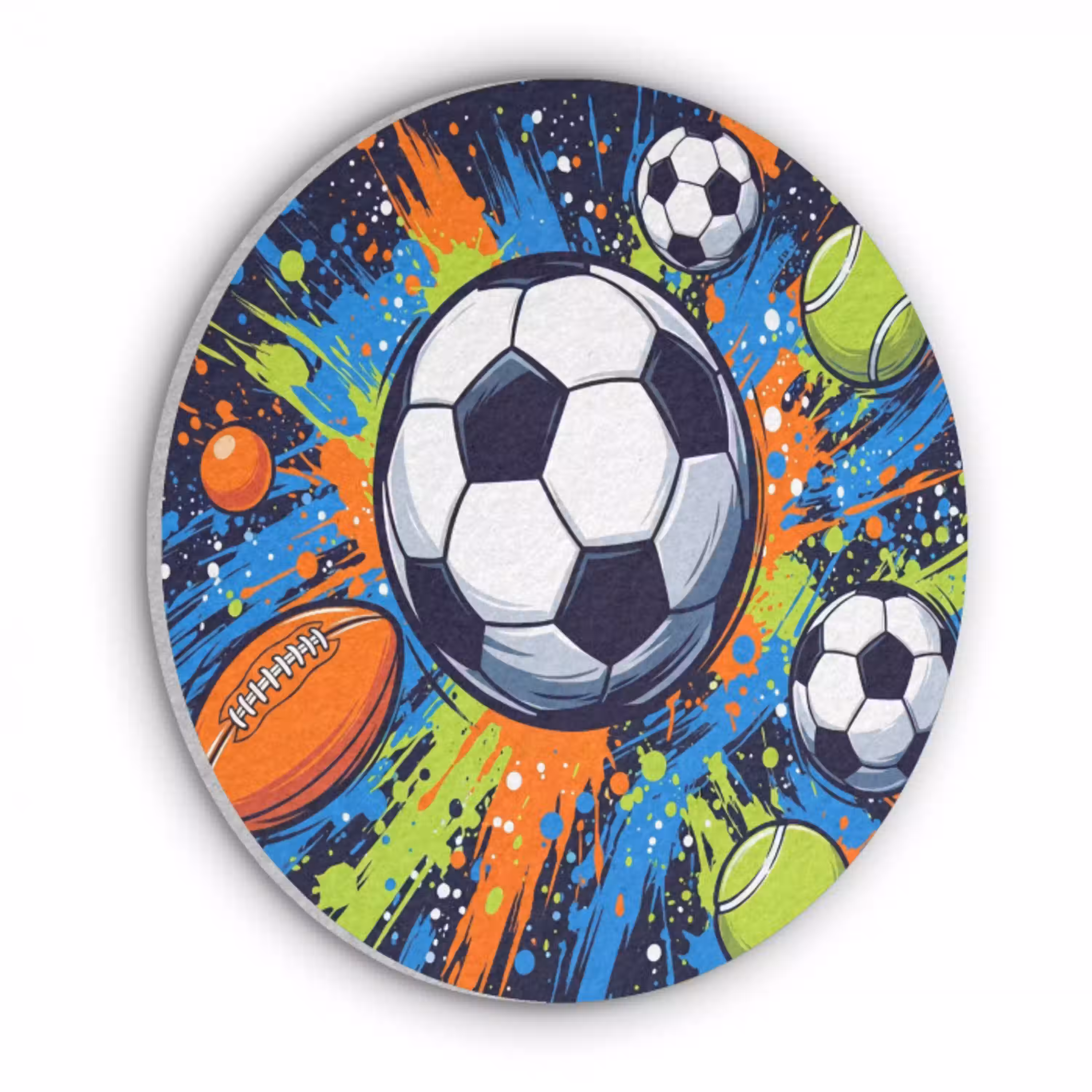 Sport - Ballen - Kleurrijk Akoestische PET Vilt - Rond klein -3d