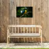Vogel - Tak - Geel - Bladeren Tuinposter op houten frame 2 cm dik klein -sfeer4