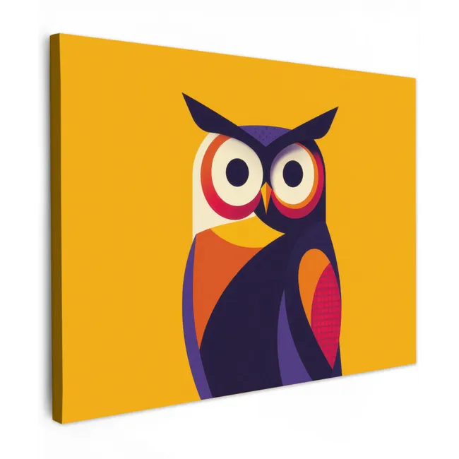 Canvas schilderij - Uil - Grafisch - Kleurrijk - Ogen